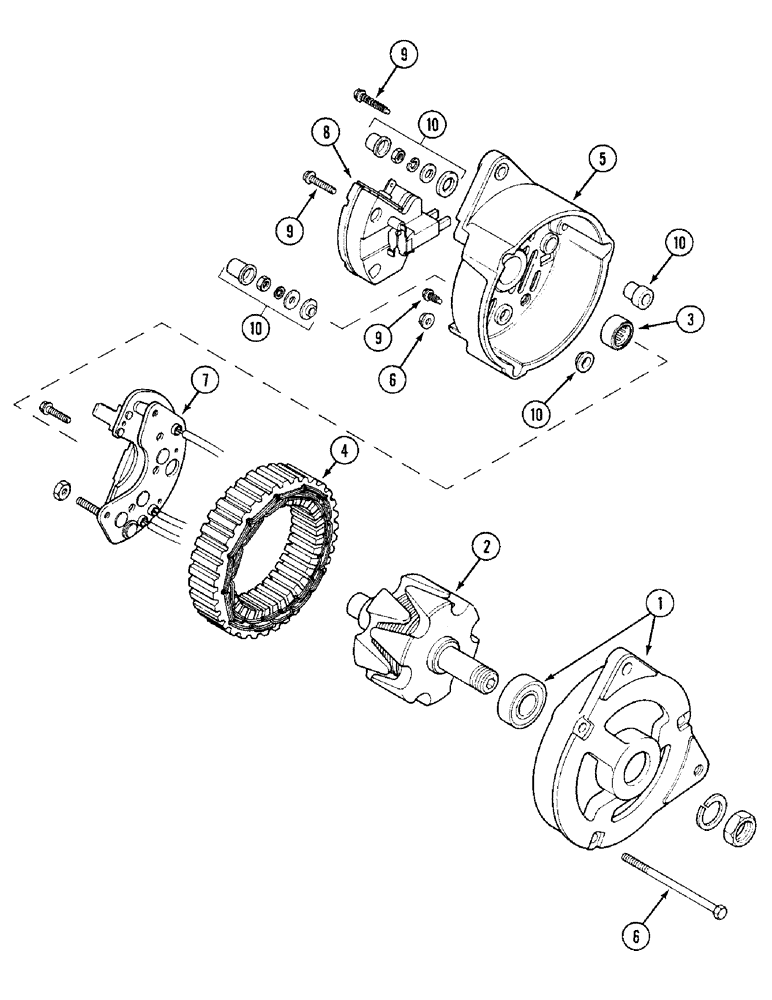 Схема запчастей Case IH 1394 - (4-078) - ALTERNATOR ASSEMBLY, ENGINE P.I.N. 11399371 AND AFTER, NORTH AMERICA ONLY (04) - ELECTRICAL SYSTEMS