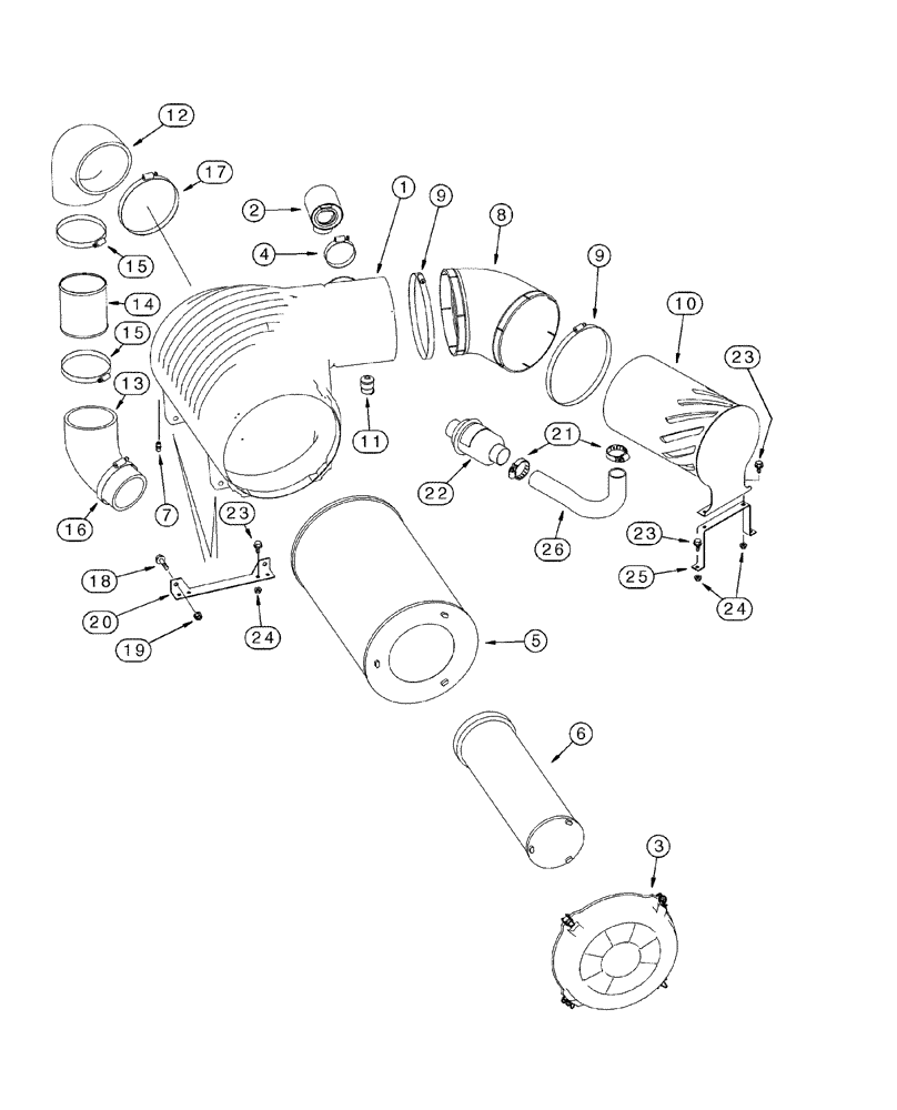 Схема запчастей Case IH 2344 - (02-07) - AIR CLEANER -COBERTURA DO VENTILADOR (01) - ENGINE