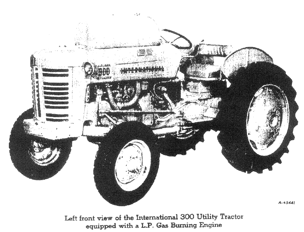 Схема запчастей Case IH 300 - (005) - LEFT FRONT VIEW OF THE INTERNATIONAL 300 UTILITY TRACTOR EQUIPPED W/L.P. GAS BURNING ENGINE (00) - GENERAL