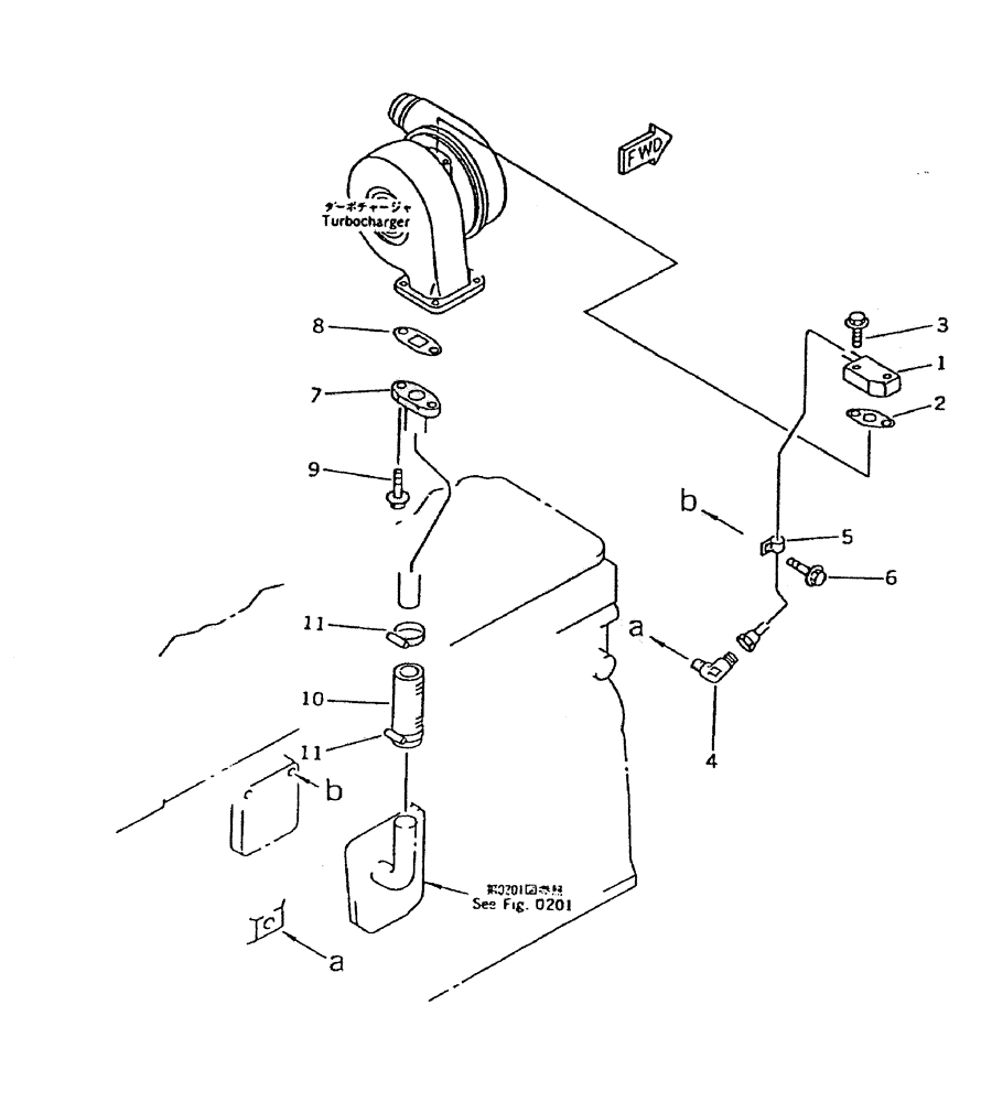 Схема запчастей Case IH 7000 - (C01-22) - TURBOCHARGER OIL PIPING (KOMATSU) Engine & Engine Attachments