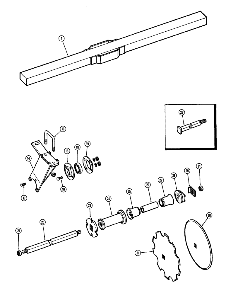Схема запчастей Case IH F21 - (022) - REAR RIGHT GANG, 7 INCH SPACING, F21, F21-7-144 & 158 
