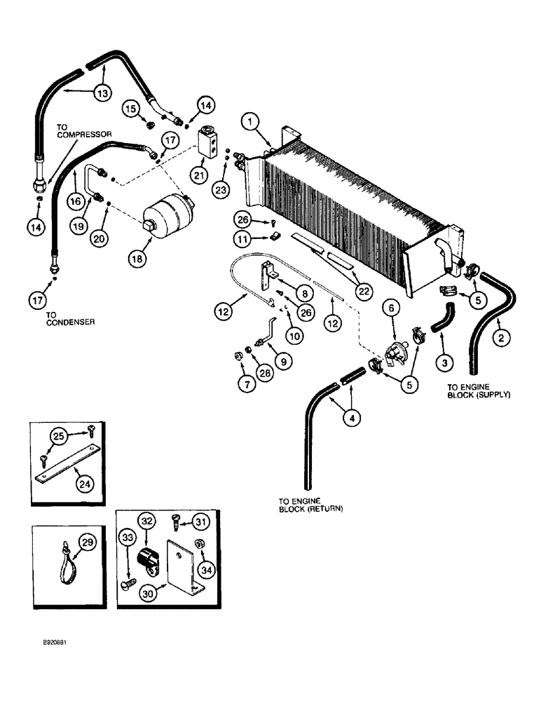 Схема запчастей Case IH 1800 - (9D-30) - HEATER AND AIR CONDITIONING, CAB CONNECTIONS (10) - CAB & AIR CONDITIONING
