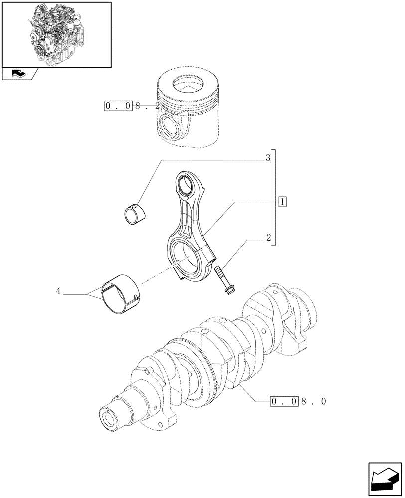 Схема запчастей Case IH FARMALL 85N - (0.08.1) - CONNECTING ROD (01) - ENGINE