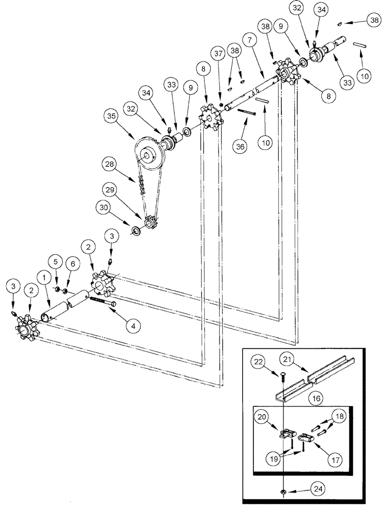 Схема запчастей Case IH 2555 - (09D-17) - UNLOADING CONVEYOR AND DRIVE (16) - BASKET