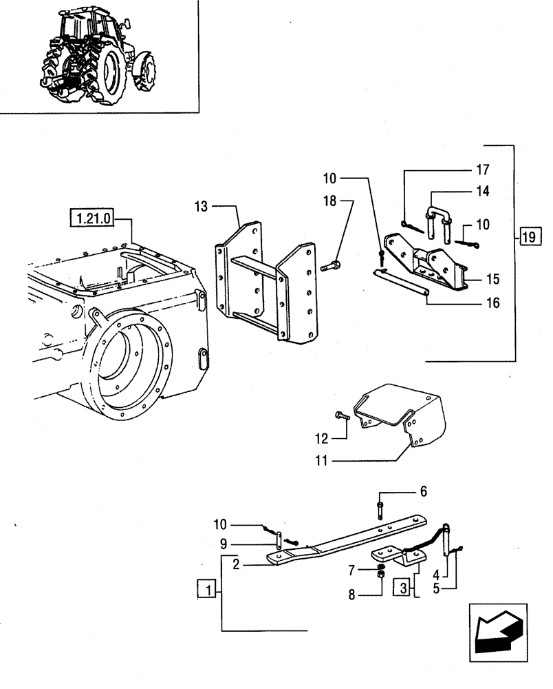 Схема запчастей Case IH JX95 - (1.89.0/04) - (VAR.953) MOBILE DRAWBAR AND SUPPORT (09) - IMPLEMENT LIFT