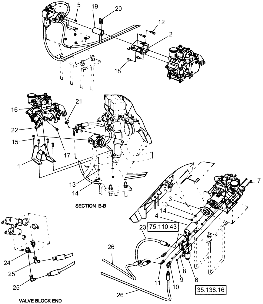 Схема запчастей Case IH 1250 - (75.110.33) - LIQUID FERTILIZER - PUMP AND MOUNTING - 24 ROW, 400 GALLON TANK (75) - SOIL PREPARATION