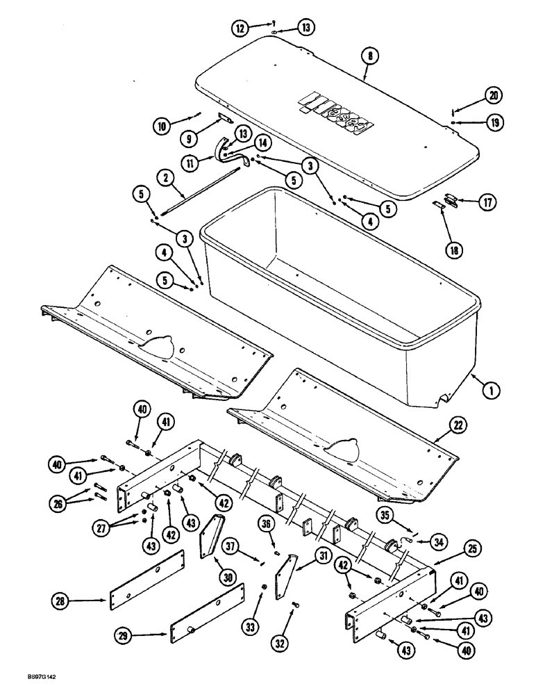 Схема запчастей Case IH 900 - (9-270) - DRY FERTILIZER HOPPER, CYCLO AIR TRAILING, 12 ROW NARROW & 6 ROW PLATE TRAILING 6 ROW NARROW (09) - CHASSIS/ATTACHMENTS