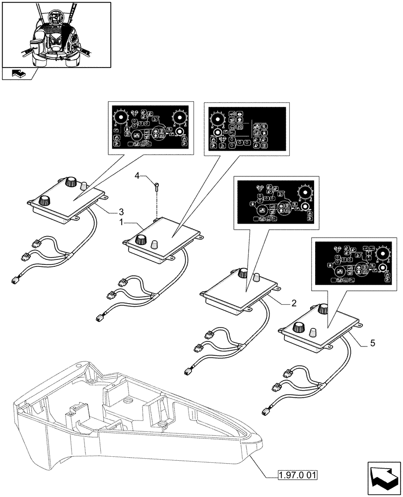 Схема запчастей Case IH MAXXUM 120 - (1.75.1[03]) - ARMREST CONTROL UNIT - INTEGRATED CONTROL PANEL (06) - ELECTRICAL SYSTEMS