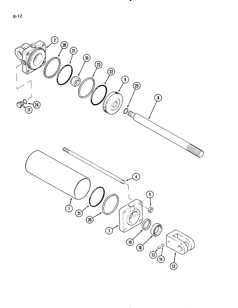 Схема запчастей Case IH 720 - (8-12) - HYDRAULIC CYLINDER, 3 X 8 INCH (08) - HYDRAULICS