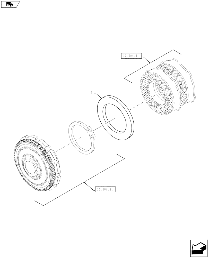 Схема запчастей Case IH PUMA 145 - (23.304.04) - 4WD ENGAGEMENT CLUTCH CONTROL - SHIMS (23) - FOUR WHEEL DRIVE SYSTEM
