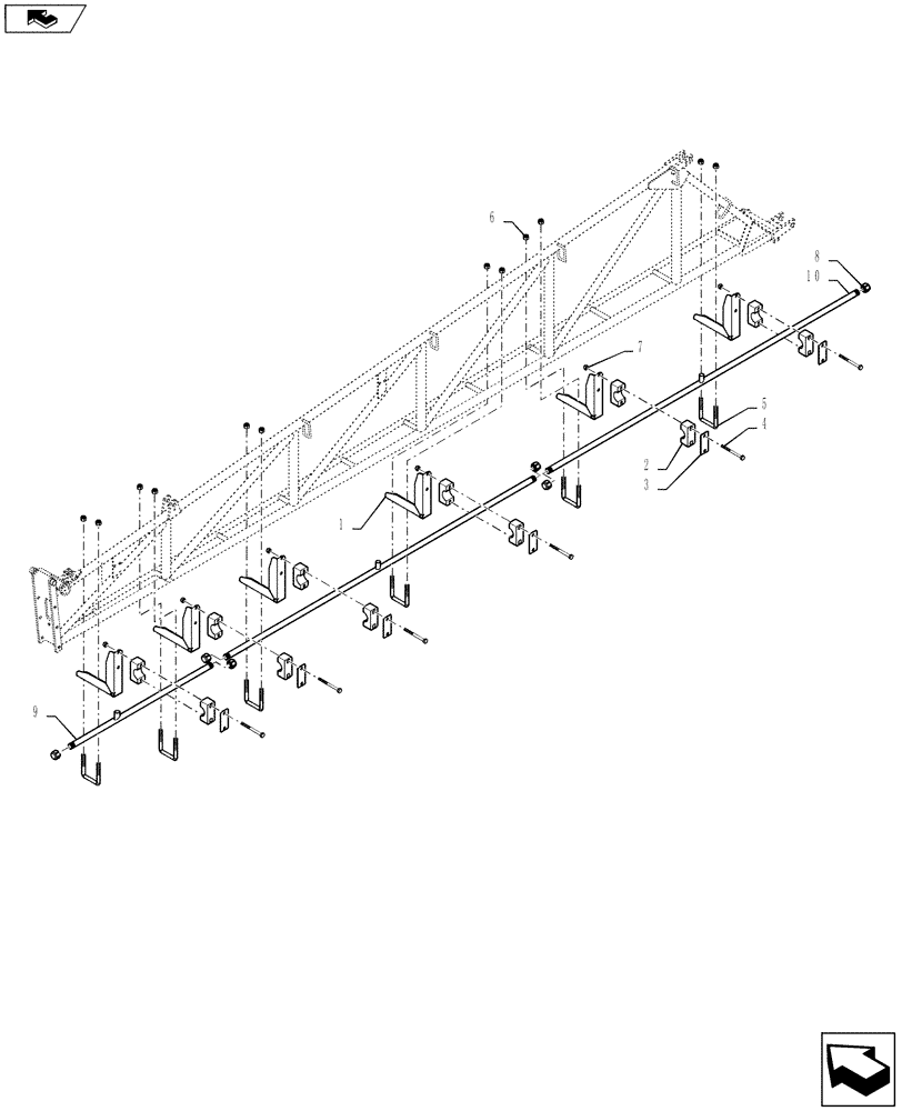 Схема запчастей Case IH 4430 - (40.910.25) - SPRAYBAR, INNER SECTION, 20/30" NOZZLE SPACING, ON CENTER PLUMBING, 5 SECTION, 90 BOOM (40 ) - PLUMBING