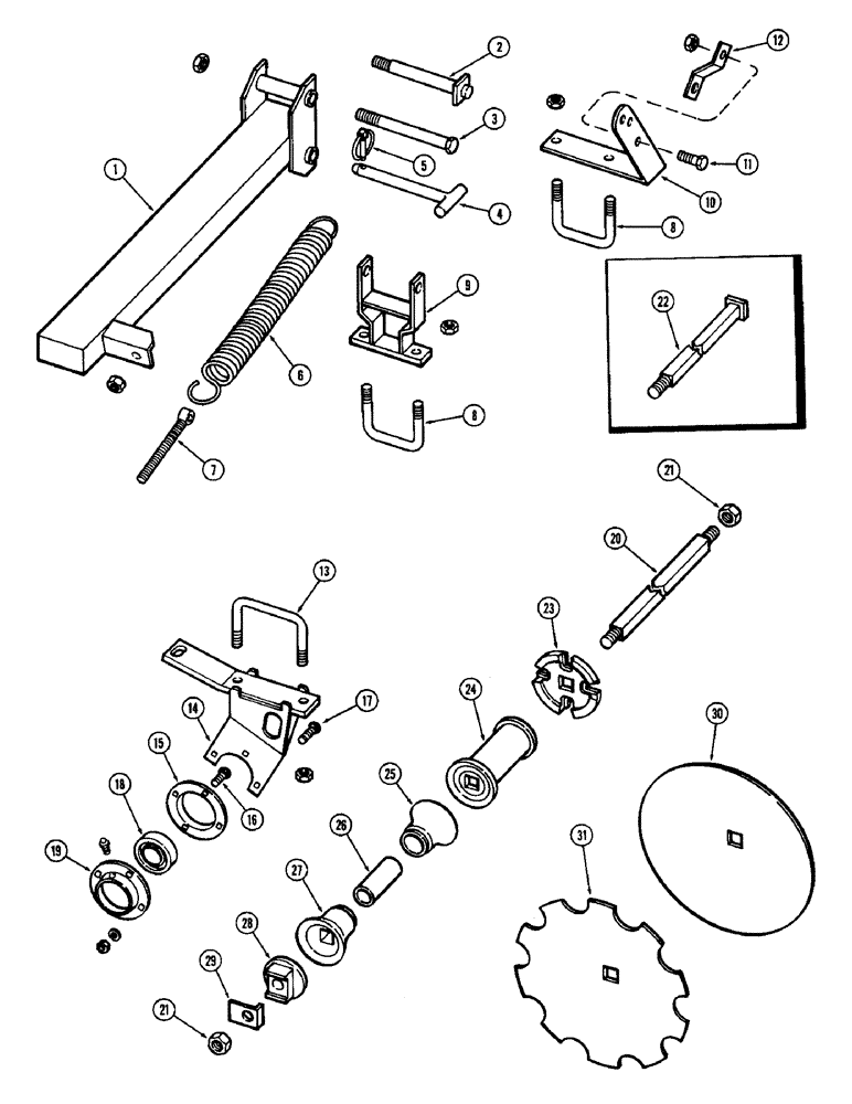 Схема запчастей Case IH F21 - (040) - 5 BLADE WING GANG, FRONT RIGHT, 7 INCH SPACING, F21, F21-7-214 & 228 