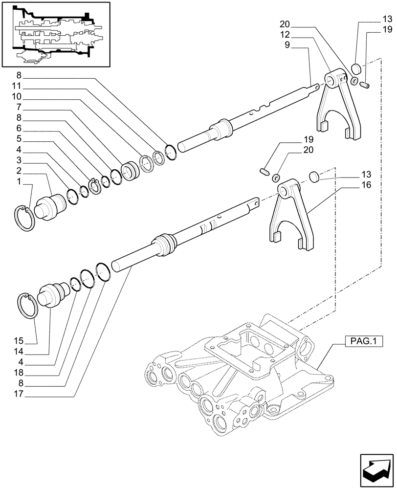 Схема запчастей Case IH MXU100 - (1.29.9/02[03]) - (VAR.129-140-147) TRANSMISSION 16X16 (SPS) - GEARBOX CLUTCH HOUSING COVER (03) - TRANSMISSION