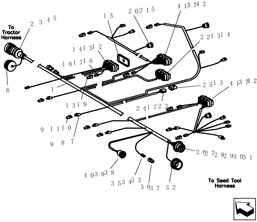 Схема запчастей Case IH ADX3360 - (A.50.A[01]) - TOW BETWEEN MECHANICAL CART HARNESS A - Distribution Systems