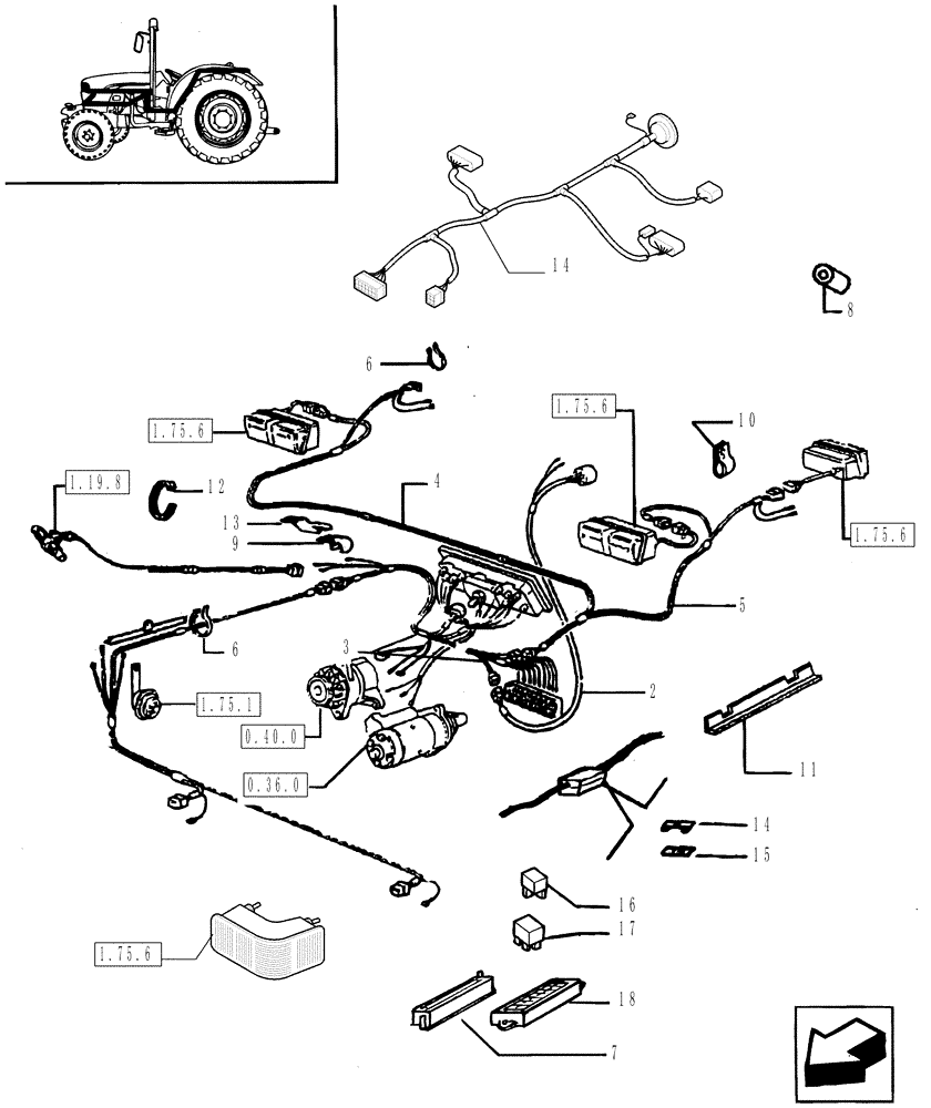 Схема запчастей Case IH JX95 - (1.75.4) - VARIOUS WIRES (06) - ELECTRICAL SYSTEMS