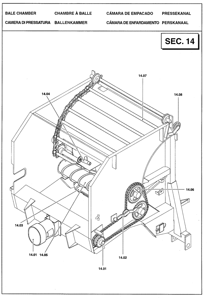 Схема запчастей Case IH RBX341 - (14.00[01]) - SECTION LIST 14 - BALE CHAMBER (14) - BALE CHAMBER