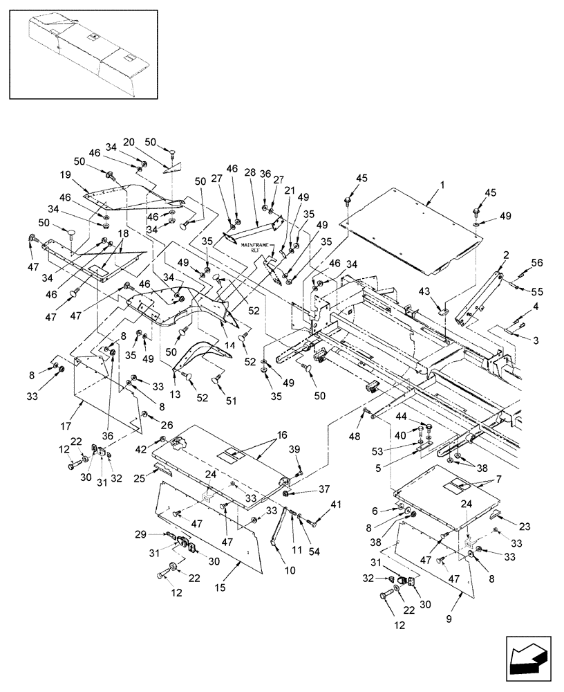 Схема запчастей Case IH RDX181 - (20.08.03[01]) - SHIELDING, RIGHT SIDE, & TOP LINK, BPIN Y7B667799 (08) - SHEET METAL