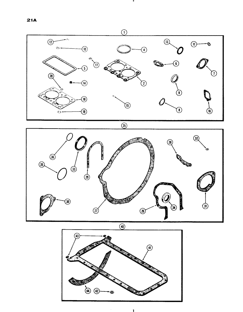 Схема запчастей Case IH 830-SERIES - (021A) - ENGINE GASKET KITS, MODEL 830, 301 DIESEL ENGINE (02) - ENGINE
