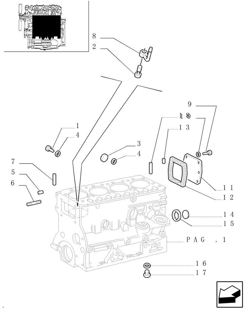 Схема запчастей Case IH JX90U - (0.04.0[02]) - CRANKCASE AND CYLINDERS (01) - ENGINE
