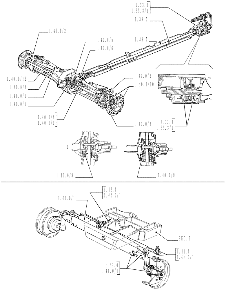 Схема запчастей Case IH MXM155 - (SEC. 04) - FRONT AXLE (00) - GENERAL