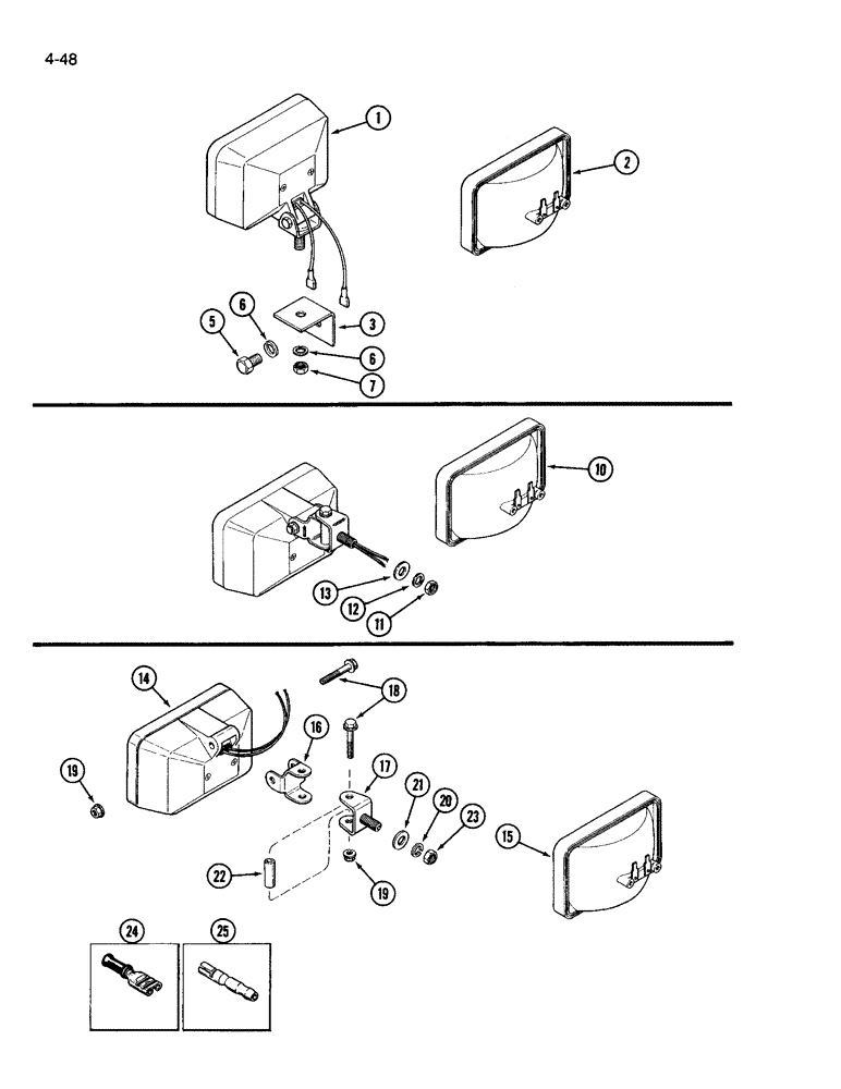 Схема запчастей Case IH 3594 - (4-048) - FLOOD LAMP ATTACHMENT (04) - ELECTRICAL SYSTEMS