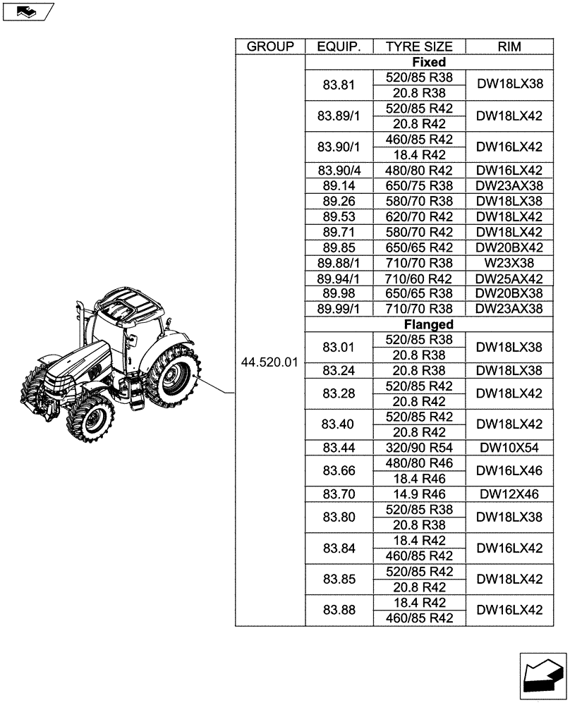 Схема запчастей Case IH PUMA 200 - (44.000.00[02]) - PICTORIAL INDEX - AXLE AND WHEELS (44) - WHEELS