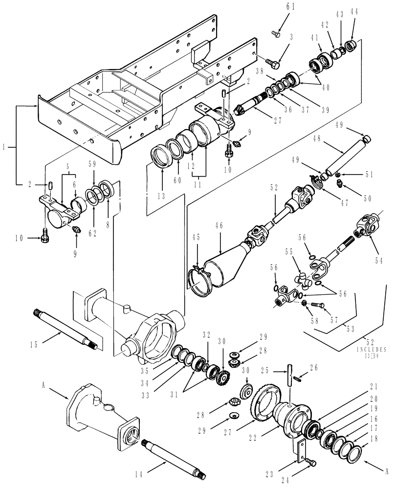 Схема запчастей Case IH DX23 - (04.02) - DIFFERENTIAL GEARS (04) - FRONT AXLE & STEERING