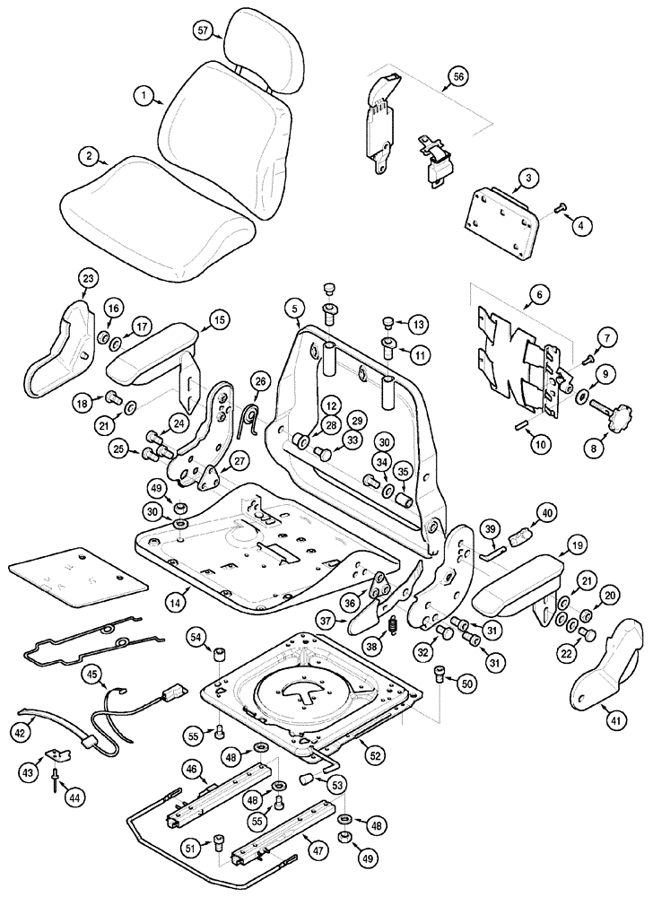 Схема запчастей Case IH MX80C - (09-52) - SWIVEL SEAT CLOTH, EUROPE ONLY, DELUXE, WITH AIR SUSPENSION (09) - CHASSIS