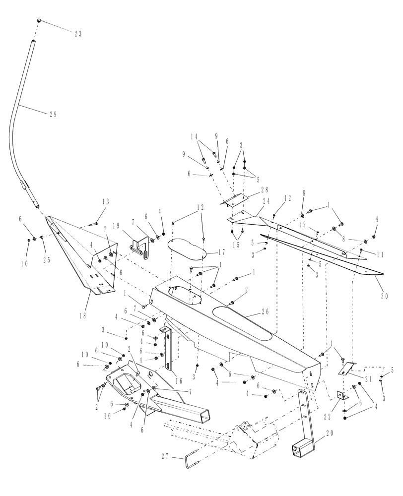 Схема запчастей Case IH DHX362 - (20.01.04) - CROP DEFLECTOR, LH DRIVE (15) - CROP CONDITIONING