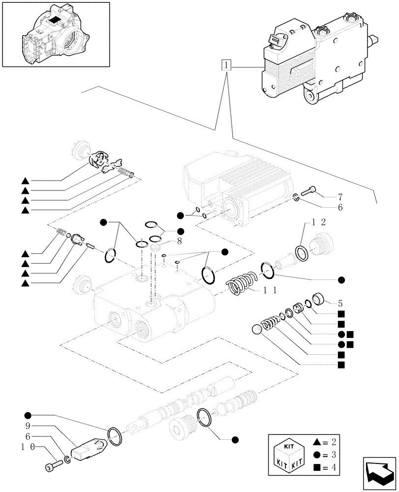 Схема запчастей Case IH PUMA 195 - (1.82.7/07A) - (VAR.718) 4 X ELECTRONIC REAR REMOTES (07) - HYDRAULIC SYSTEM