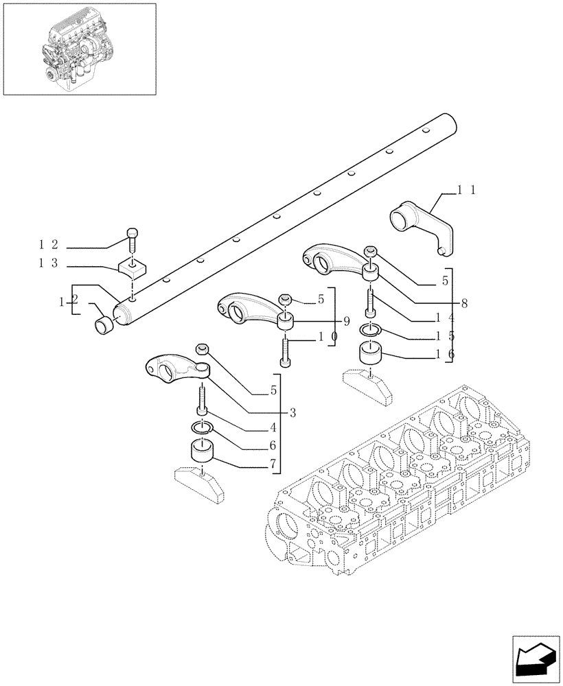 Схема запчастей Case IH STEIGER 430 - (02-30) - SHAFT & ROCKER ARMS, STX & STEIGER 380 / 430 (02) - ENGINE