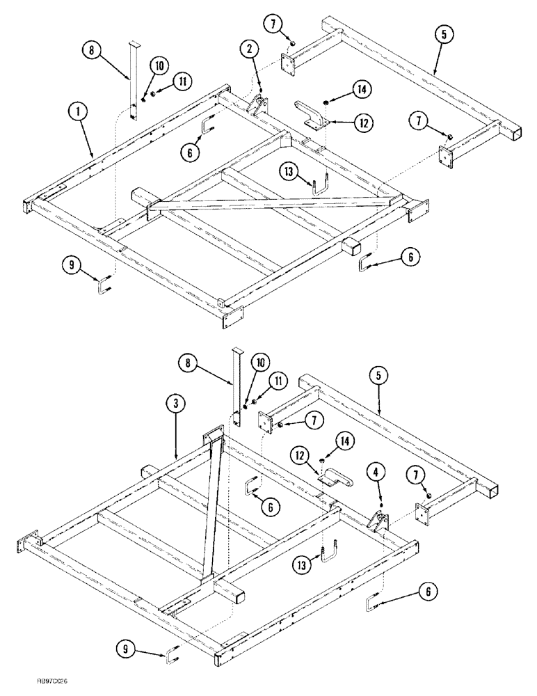 Схема запчастей Case IH 4300 - (9-020) - 9 FOOT WING FRAME (09) - CHASSIS/ATTACHMENTS