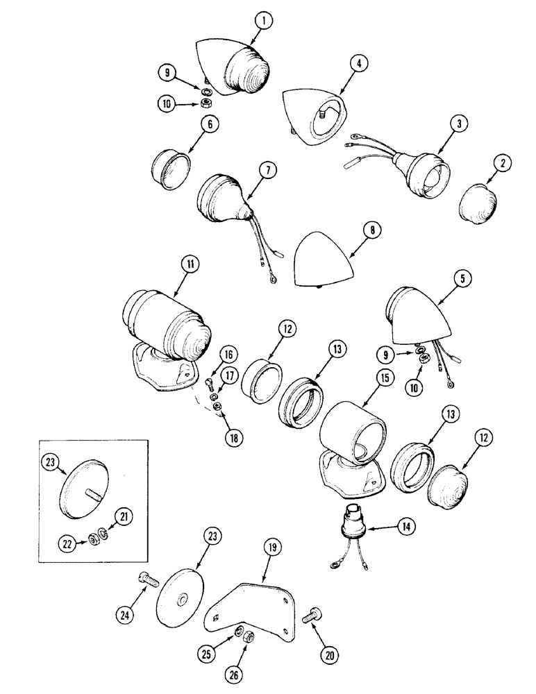 Схема запчастей Case IH 1394 - (4-090) - SIDE AND REAR WARNING LAMPS, TRACTORS WITHOUT CAB - ORCHARD FENDERS (04) - ELECTRICAL SYSTEMS
