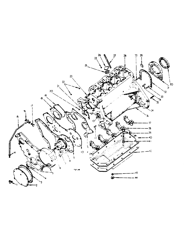 Схема запчастей Case IH 364 - (1-03) - CRANKCASE, FRONT COVER AND OIL PAN (01) - ENGINE