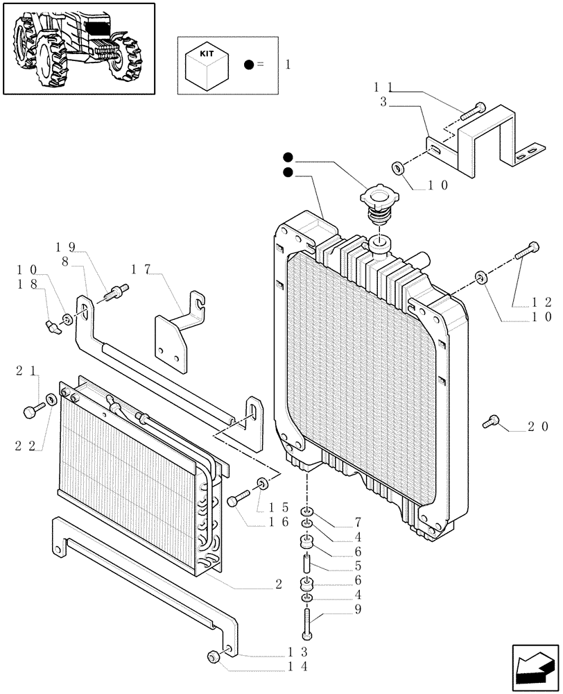 Схема запчастей Case IH JX90 - (1.17.0[03A]) - (VAR.641) AIR CONDITIONING - RADIATOR AND SUPPORTS - D5834 (02) - ENGINE EQUIPMENT