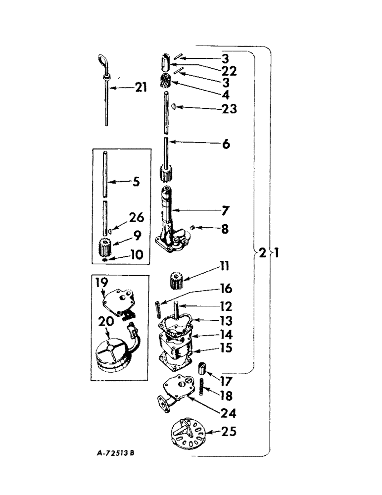 Схема запчастей Case IH 2424 - (053) - LUBRICATION SYSTEM, OIL PUMP AND OIL LEVEL GAUGE, DIESEL ENGINE TRACTORS Lubrication System