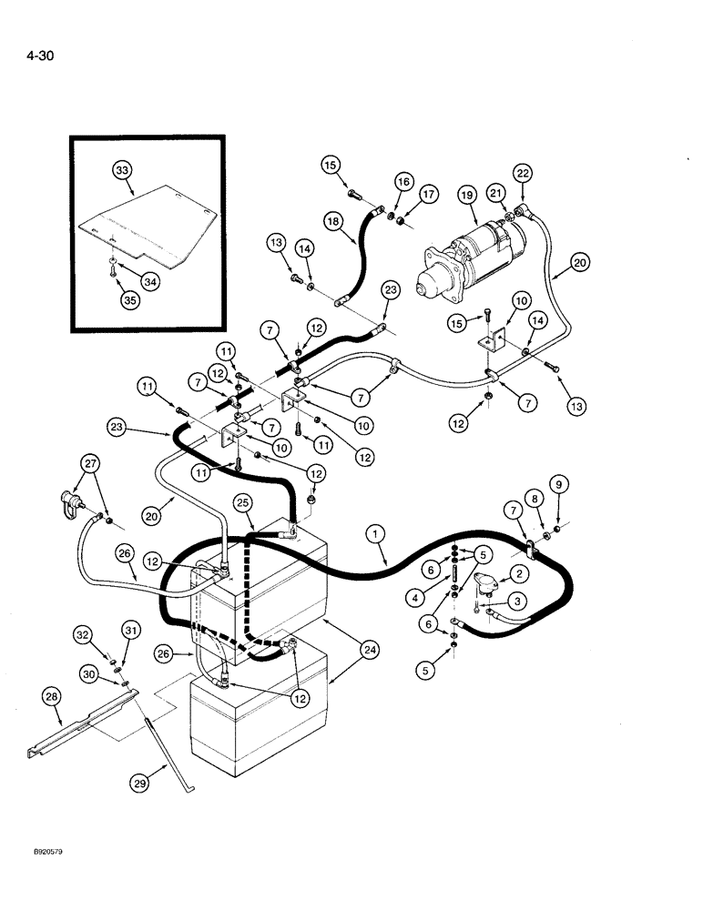 Схема запчастей Case IH 9230 - (4-030) - BATTERIES AND CABLES, PRIOR TO P.I.N. JCB0028400 (04) - ELECTRICAL SYSTEMS