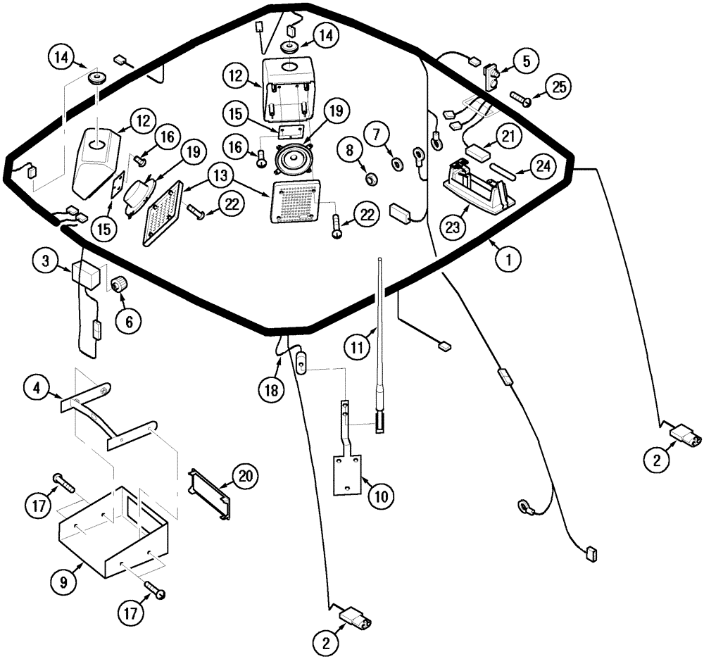 Схема запчастей Case IH MX90C - (04-06) - HARNESS CAB ROOF, LP CAB (04) - ELECTRICAL SYSTEMS