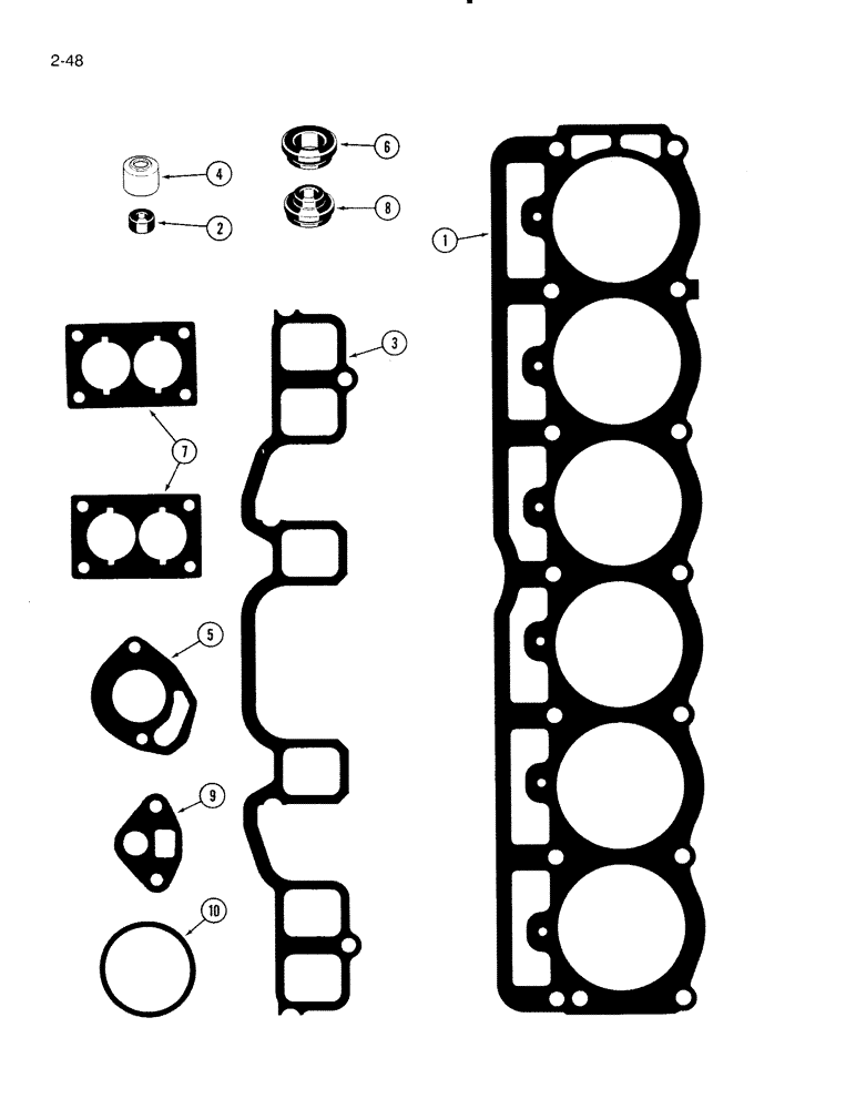 Схема запчастей Case IH 5000 - (2-48) - GASKET KIT, C-258 GAS ENGINE P.I.N. 6005 THROUGH 8264, VALVE GRIND (02) - ENGINE