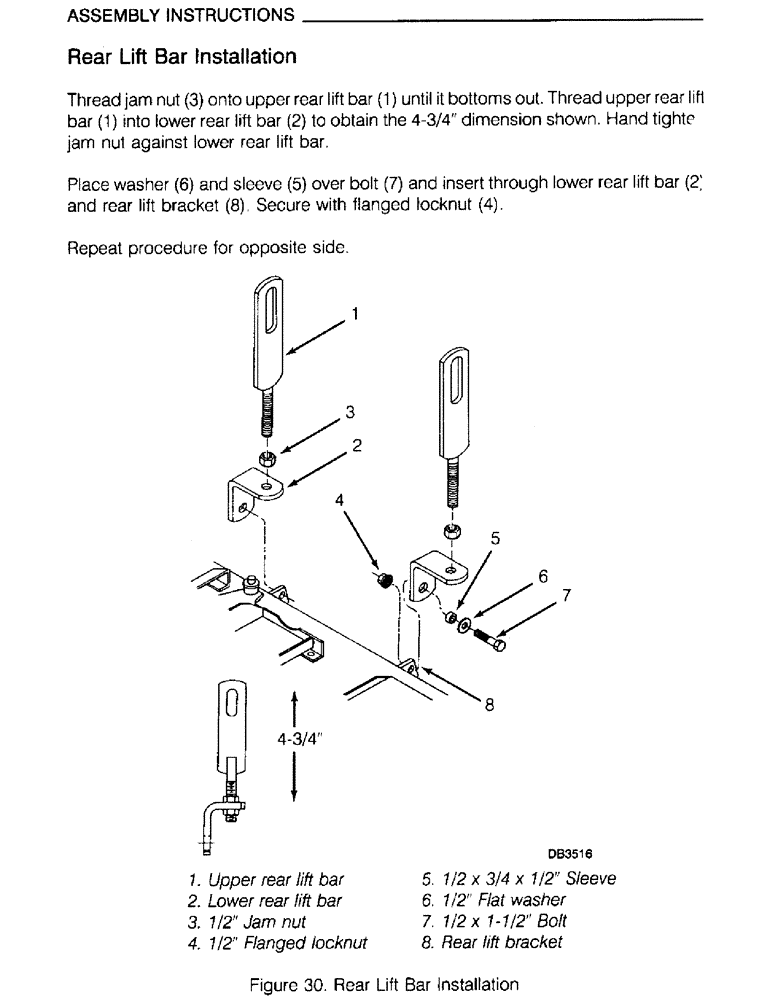 Схема запчастей Case IH M172 - (52) - ASSEMBLY INSTRUCTIONS, REAR LIFT BAR INSTALLATION (05) - SERVICE & MAINTENANCE
