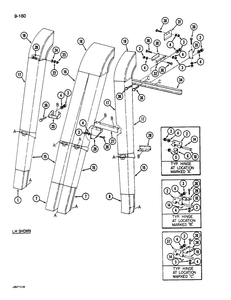 Схема запчастей Case IH 1844 - (9-160) - CONVEYOR CHUTES, 1844 COTTON PICKER (15) - HANDLING SYSTEM