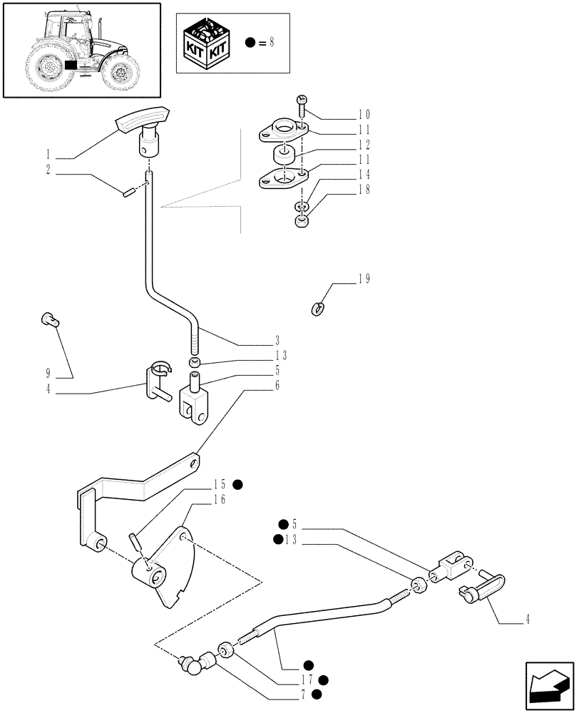 Схема запчастей Case IH JX95 - (1.33.2/03[01A]) - (VAR.382) 20 X 12 COMBINATA ( SYNCHRO SHUTTLE + CREEPER) - IDLER CONTROLS - D6967 (04) - FRONT AXLE & STEERING