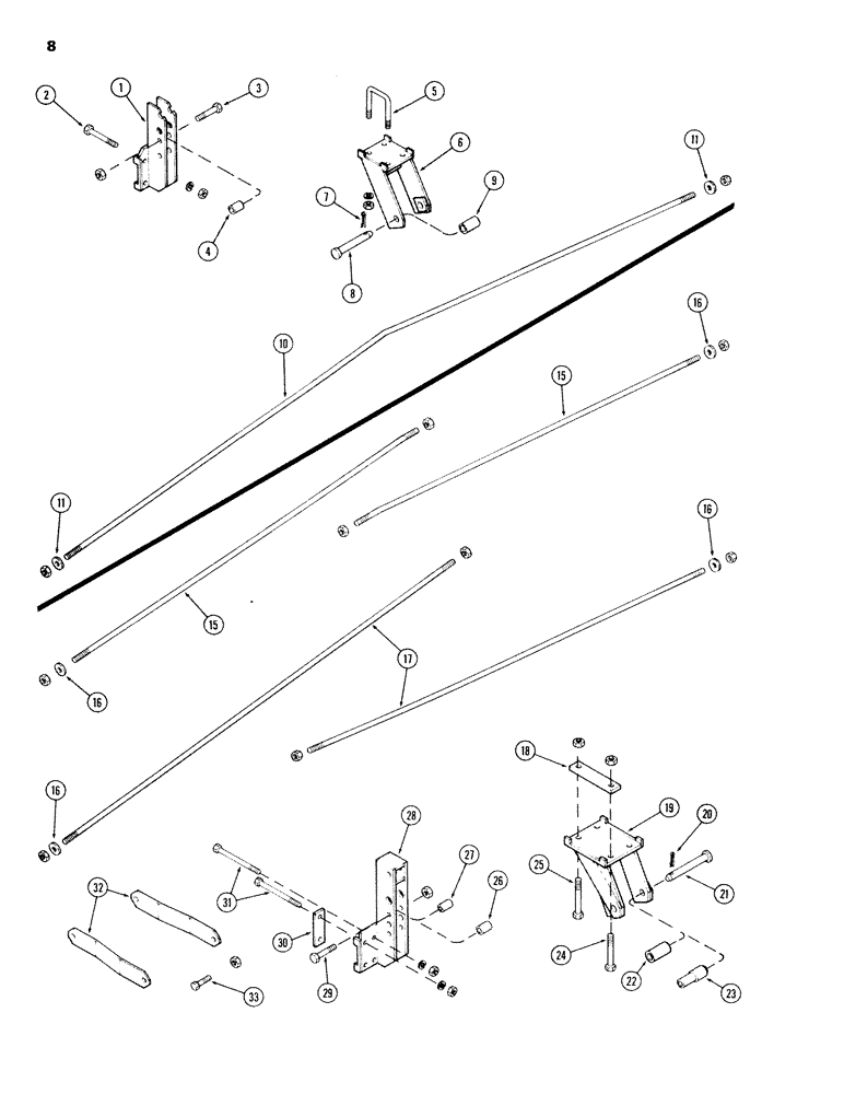 Схема запчастей Case IH 100-SERIES - (08) - HITCH AND TRUSS RODS, SN1605900 AND UP 
