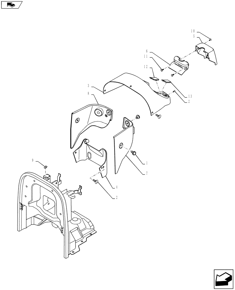 Схема запчастей Case IH FARMALL 30B - (90.100.03) - HOOD CONSOLE & SIDE PANELS (90) - PLATFORM, CAB, BODYWORK AND DECALS
