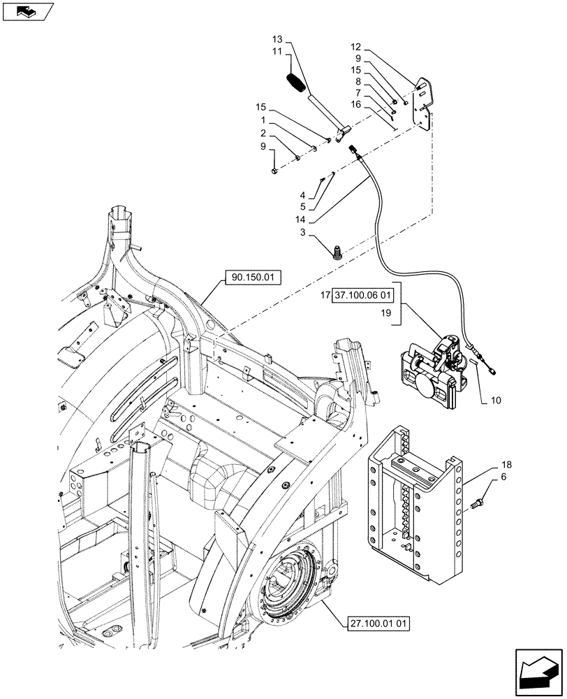 Схема запчастей Case IH PUMA 130 - (37.100.06) - VAR - 330938, 330939 - SLIDER TOW HOOK WITH AUTO SWIVEL COUPLING (GERMANY) (37) - HITCHES, DRAWBARS & IMPLEMENT COUPLINGS