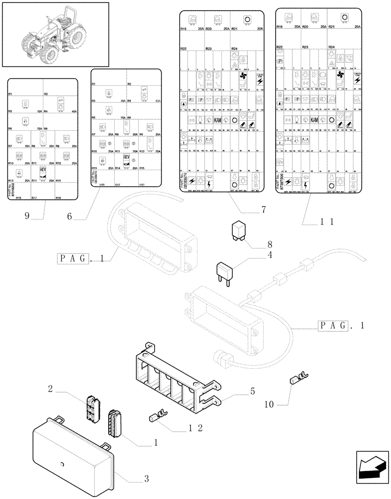 Схема запчастей Case IH MXU115 - (1.75.4[02]) - REAR MAIN CABLE - L/CAB - FUSEBOX & RELATED PARTS (06) - ELECTRICAL SYSTEMS