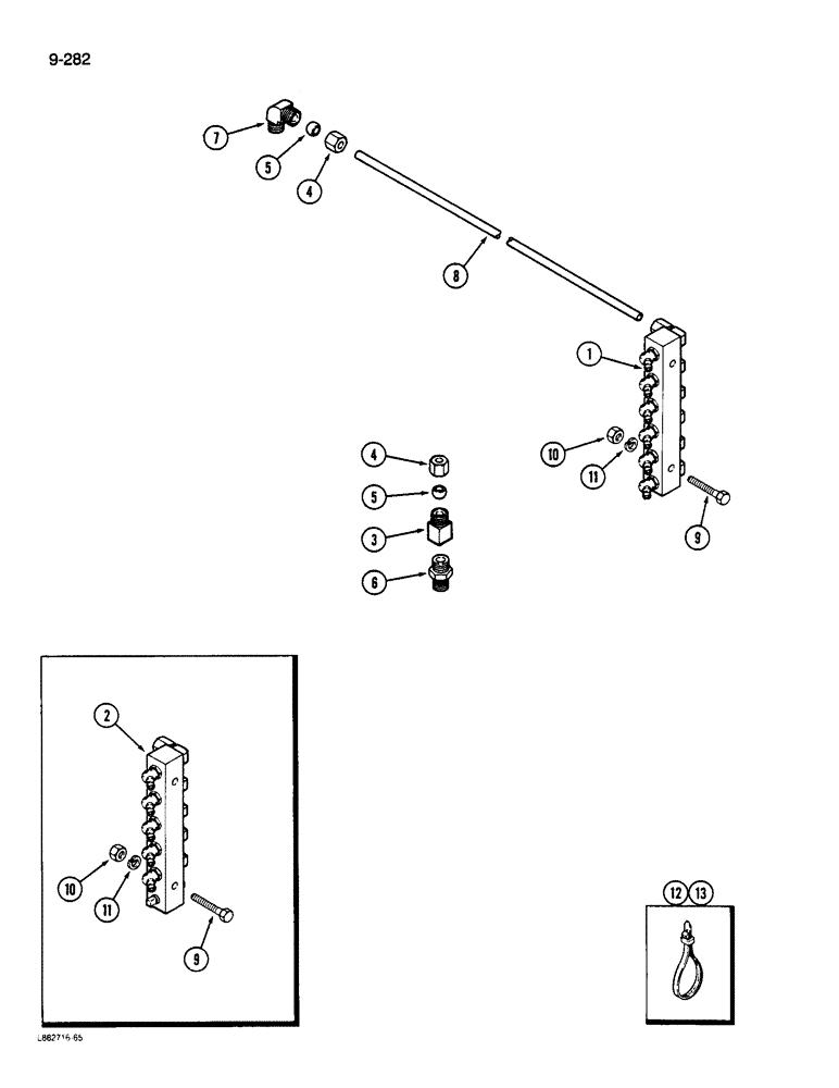 Схема запчастей Case IH 1844 - (9-282) - CENTRALIZED CHASSIS GREASING ATTACHMENT, WITH NYLON TUBING (12) - CHASSIS