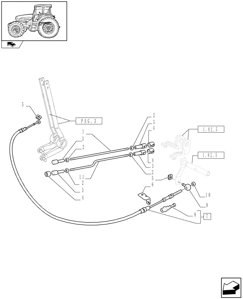 Схема запчастей Case IH FARMALL 85U - (1.96.1[04]) - LIFT EXTERNAL CONTROLS - TIE-RODS - L/CAB (10) - OPERATORS PLATFORM/CAB
