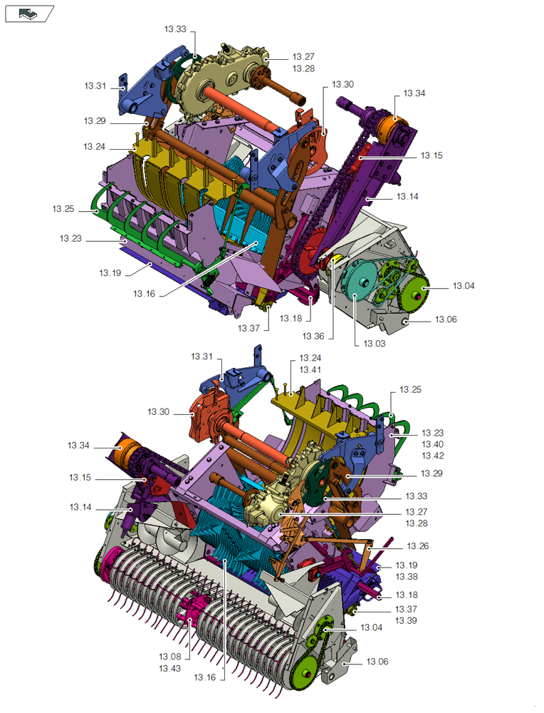 Схема запчастей Case IH LB333R - (13.00[03]) - PICTORIAL OVERVIEW 3/3 - FEEDER (13) - FEEDER