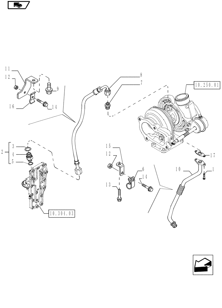 Схема запчастей Case IH P85 - (10.304.02) - PIPING - ENGINE OIL (10) - ENGINE